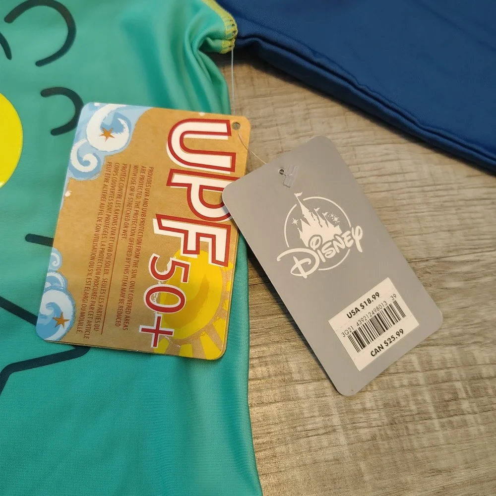 Disney Pixar Luca Sea Monster Rash Guard Swim Shirt UPF 50+ Kids Size 9/10 NWT